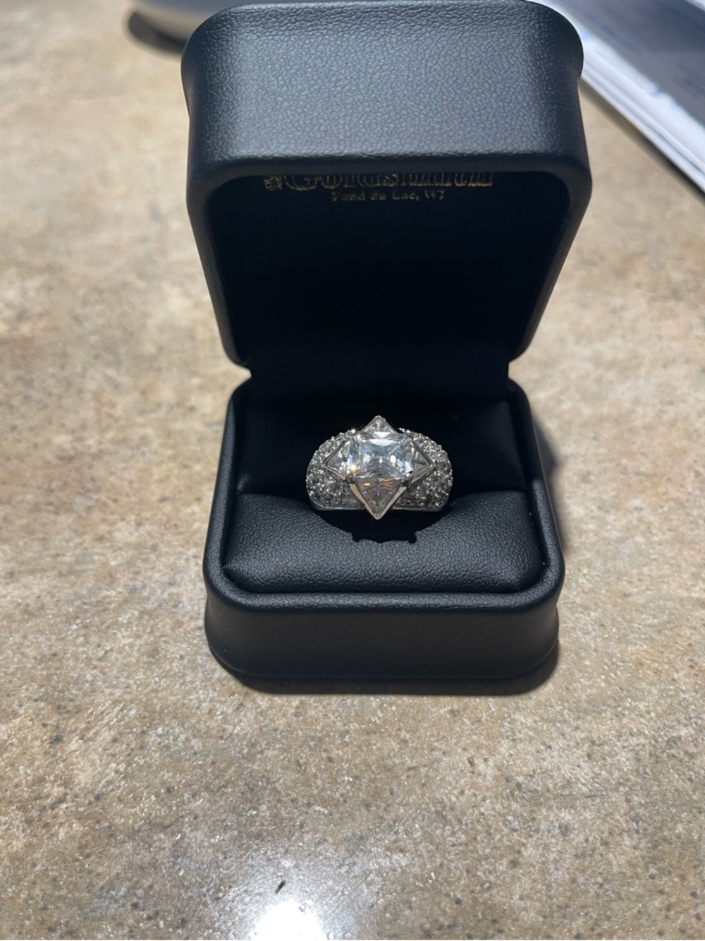 Vintage Silver-Tone Ring with Clear Center Stone